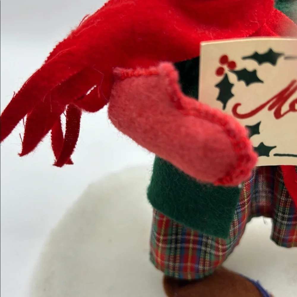 Annalee Doll with Red Scarf and Plaid Skirt